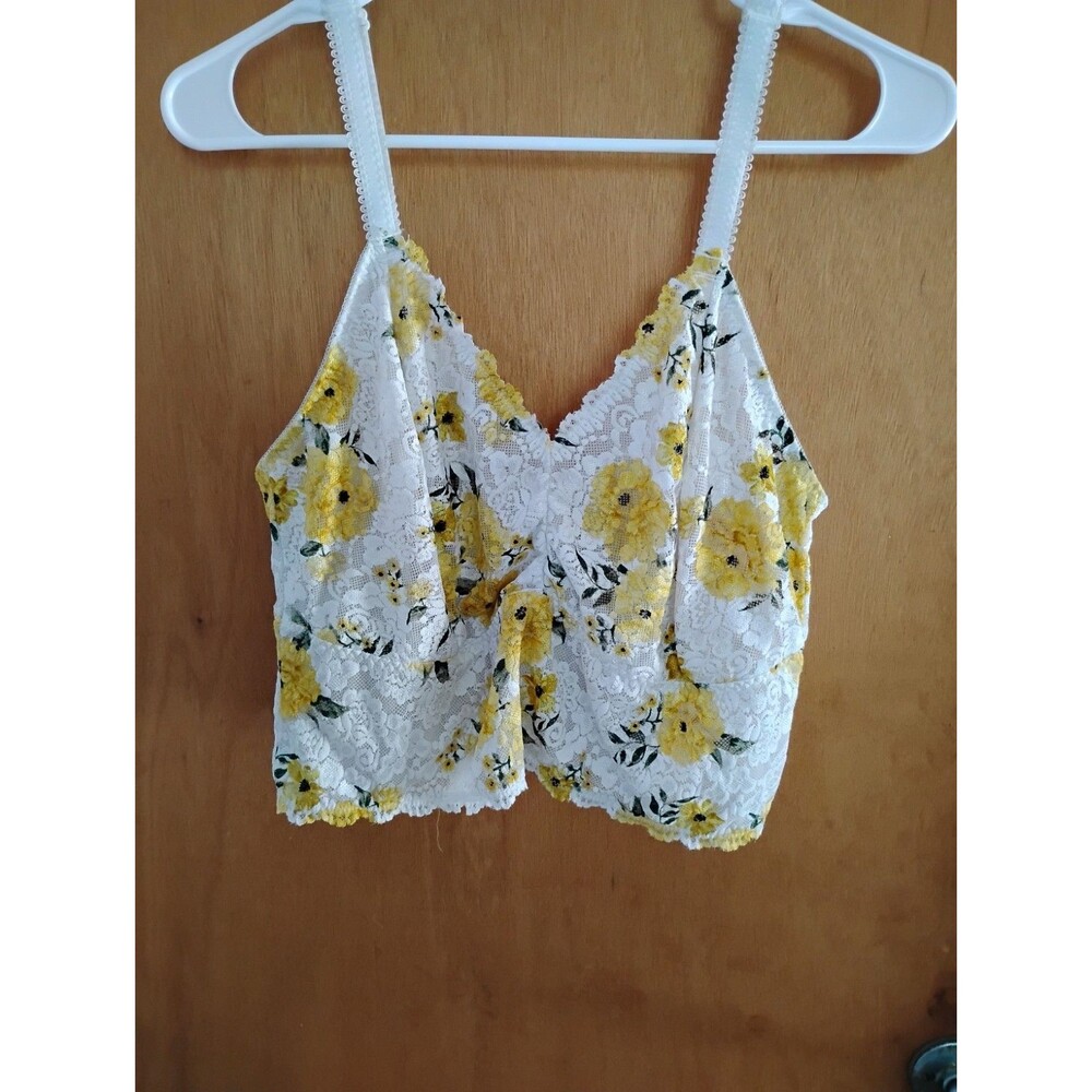 Torrid Curve Vibrant Yellow Floral Unlined Sheer Lace Bralette Feminine Size 2